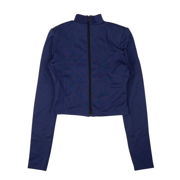 UNRAVEL PROJECT Blue Busti Rib Spall Mock Neck Zip Top Size XL $490 - Picture 1 of 4